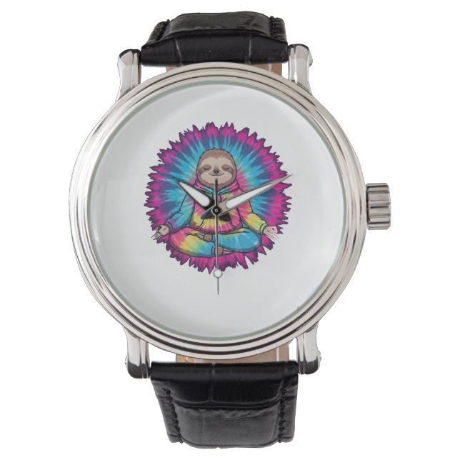 Hippie Sloth-Fredsteckenet Tie-Dy Armbandsur (Framsida)