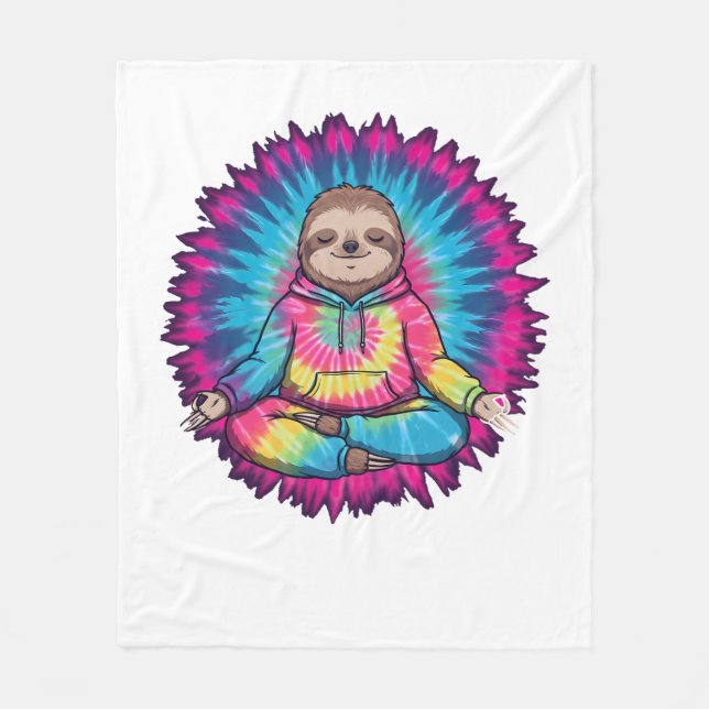 Hippie Sloth-Fredsteckenet Tie-Dy Fleecefilt (Framsidan)