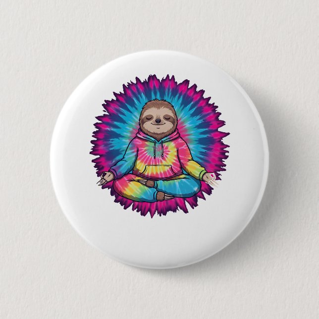Hippie Sloth-Fredsteckenet Tie-Dy Knapp (Framsida)