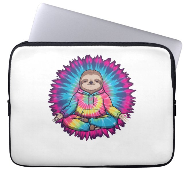 Hippie Sloth-Fredsteckenet Tie-Dy Laptop Fodral (Framsidan)