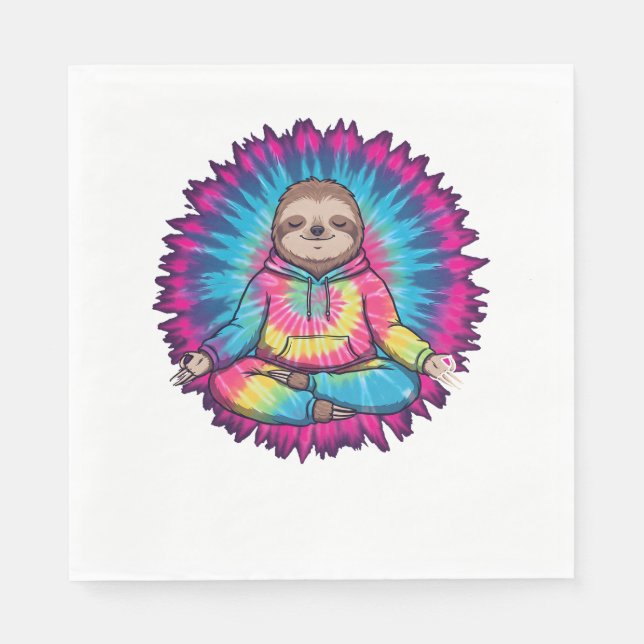 Hippie Sloth-Fredsteckenet Tie-Dy Pappersservett (Framsidan)