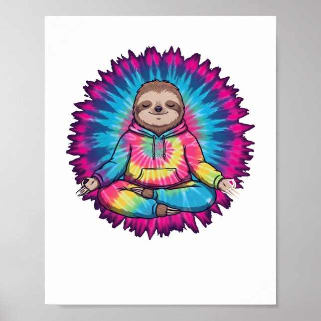 Hippie Sloth-Fredsteckenet Tie-Dy Poster (Framsidan)