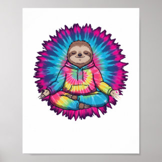 Hippie Sloth Peace Sign Tie-Dy Poster