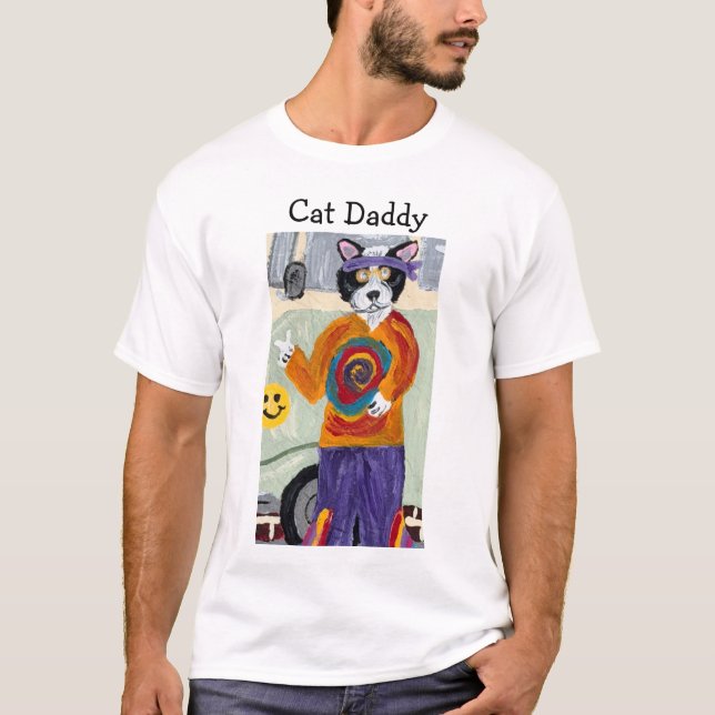 Hippie Smokingkrage Katt T Shirt (Framsida)