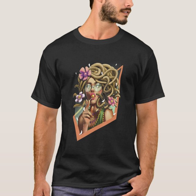 Hippie Snakes Greek Mythology Fantasy Glasses Anci T Shirt (Framsida)