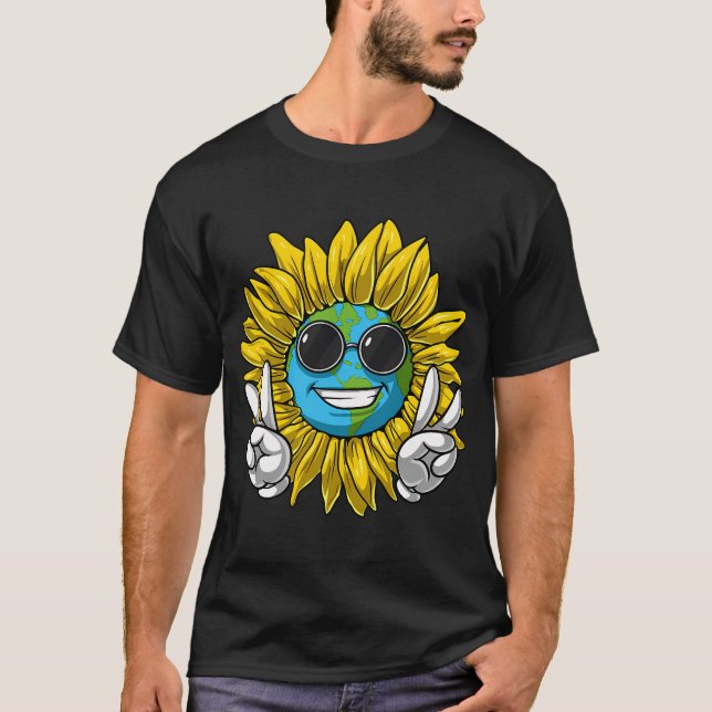 Hippie Solros Planet Jorden T Shirt (Framsida)