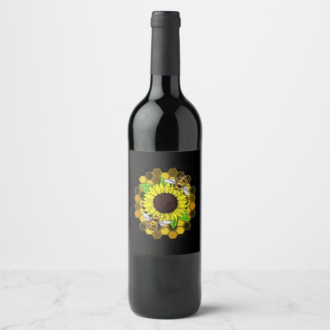 Hippie Solrosbin Vinflaska Etikett (Framsida)