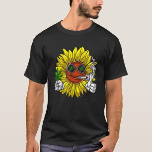 Hippie Solrosoner Rökning Ogräs T Shirt
