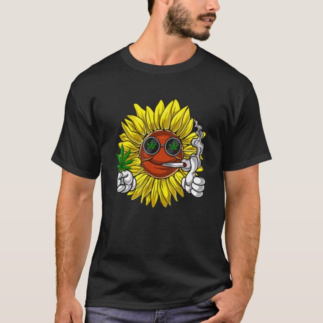 Hippie Solrosoner Rökning Ogräs T Shirt (Framsida)