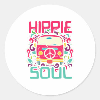 Hippie Soul Colorful Peace Van Premium Runt Klistermärke