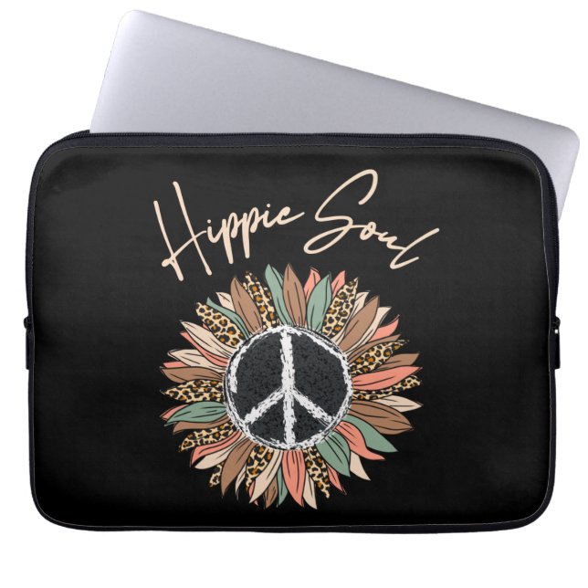 Hippie Soul Fredstecken Solros Laptop Fodral (Framsidan)