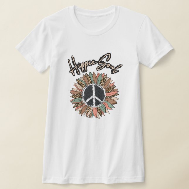 Hippie Soul Fredstecken Solros T Shirt (Laydown)
