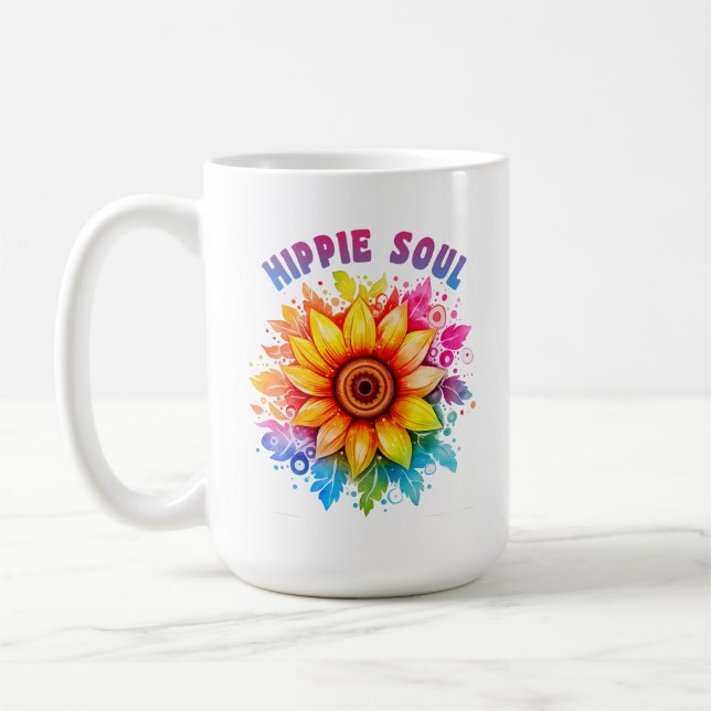 Hippie Soul Rainbow Solros Vild Vibes Kaffemugg (Vänster)