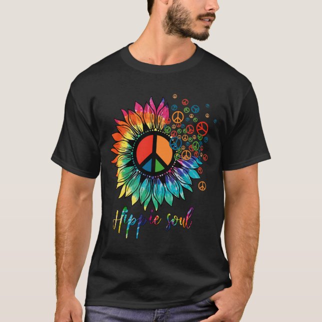 Hippie Soul Sun Flower Färg Leopard Circle T Shirt (Framsida)