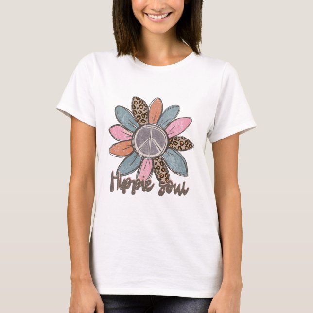 Hippie Soul Trendig Blommigt Boho T Shirt (Framsida)