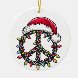 Hippie Stil Peace Symbol Groovy Santa Jul Julgransprydnad Keramik