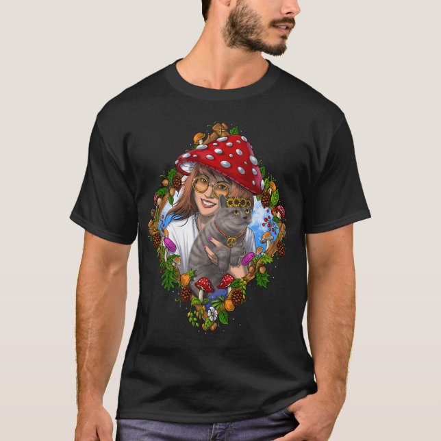 Hippie Svamp Katt T Shirt (Framsida)
