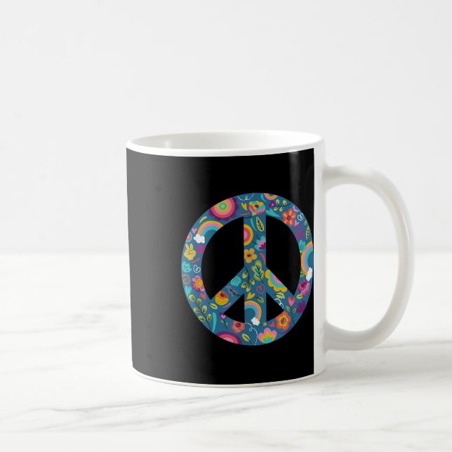 Hippie Symbol Peace Anti-krig Logotyp Blommigt Pea Kaffemugg (Höger)