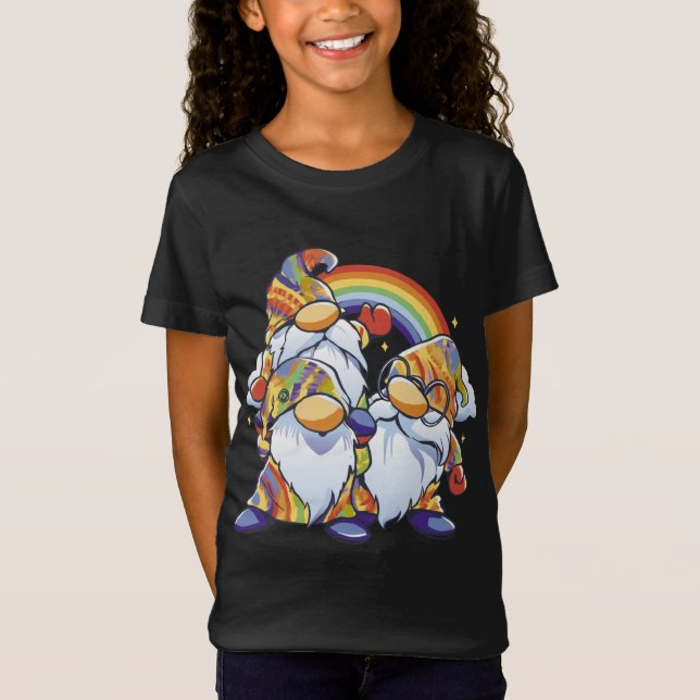 Hippie Tecknad Gnome Rainbow Nature T Shirt (Framsida)