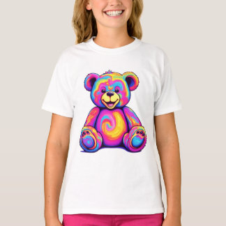 Hippie Teddybjörn Regnbåge Psykedelisk Ljus Färg T Shirt