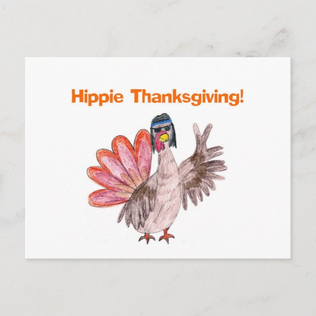 Hippie Thanksgiving turkey Helg Vykort (Framsida)