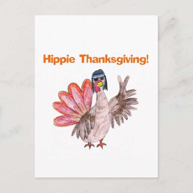 Hippie Thanksgiving turkey Helg Vykort (Framsida)