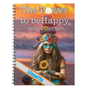 HIPPIE-THEMED NOTEBOOK - PERSONLIG NAMN ANTECKNINGSBOK