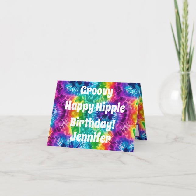 Hippie Tie Dye Birthday Card Kort (Framsida)