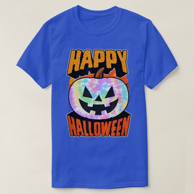 Hippie Tie Dye Happy halloween Party Jack O Lanter T Shirt (Design framsida)