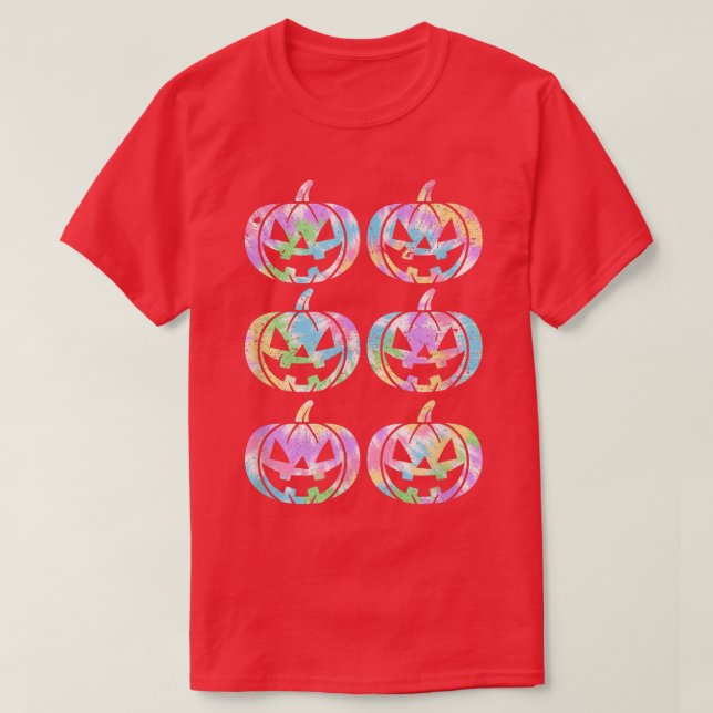 Hippie Tie Dye Stil Happy halloween Pumpkin Jack T Shirt (Design framsida)
