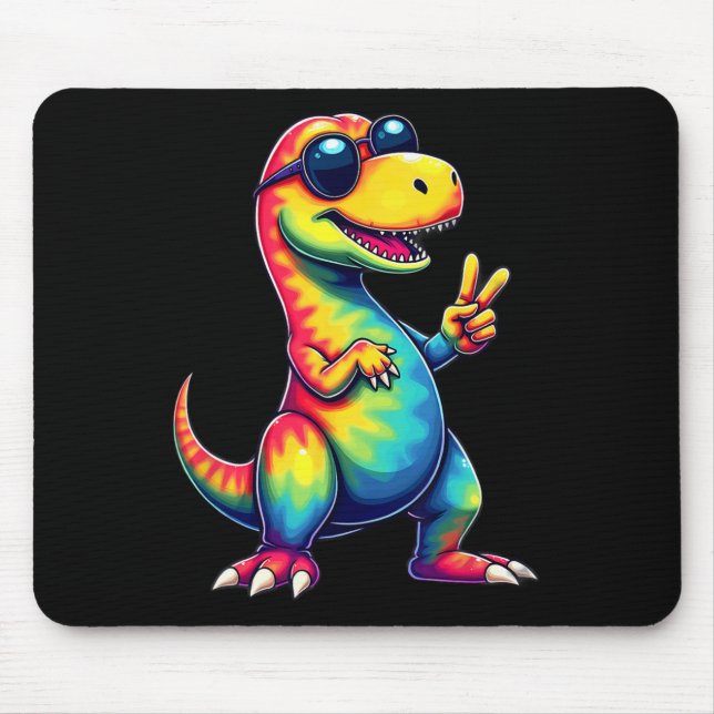 Hippie Tie Dye T-rex Dino Fredstecken  Musmatta (Framsidan)