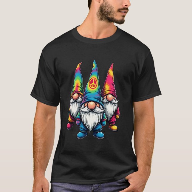 Hippie Tie Dye Tre Tomtar Fred Påskdag T Shirt (Framsida)