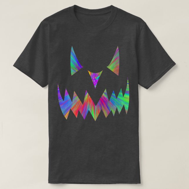 Hippie TieDye Jack O'Lantern Cute Pumpkin Ansikte  T Shirt (Design framsida)