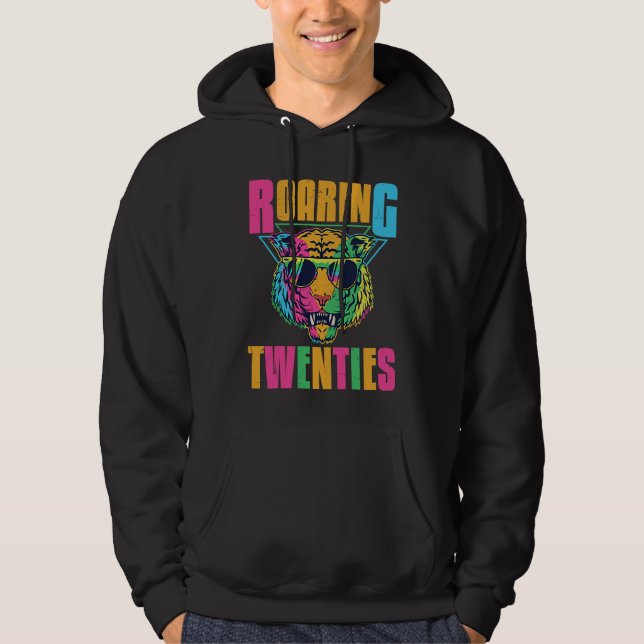 Hippie Tiger Roaring 20s Twenties Animal Hoodie (Framsida)
