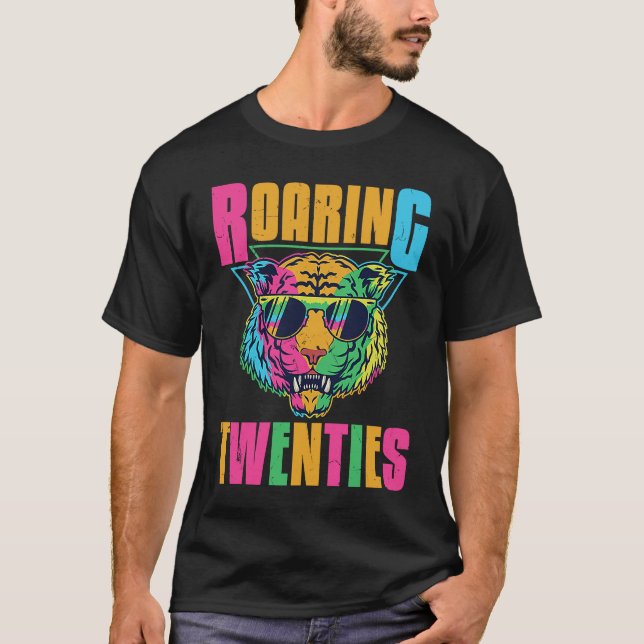 Hippie Tiger Roaring 20s Twenties Animal T Shirt (Framsida)