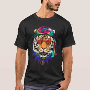 Hippie Tiger Tie Dye Animal Fredstecken Psychedeli T Shirt