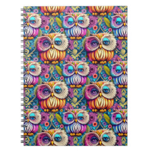 Hippie Trippy Psychedelic Colorful Uggla Anteckningsbok