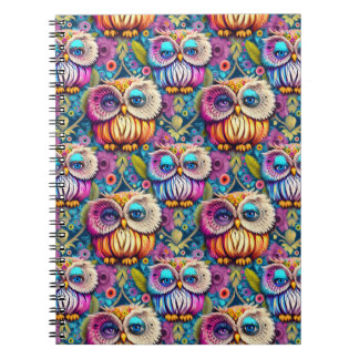Hippie Trippy Psychedelic Colorful Uggla Anteckningsbok