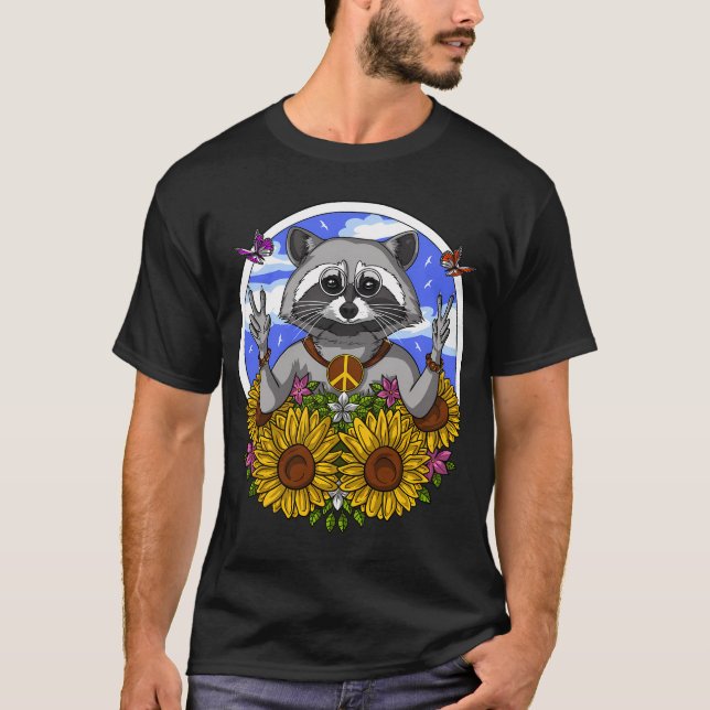 Hippie Tvättbjörn T Shirt (Framsida)