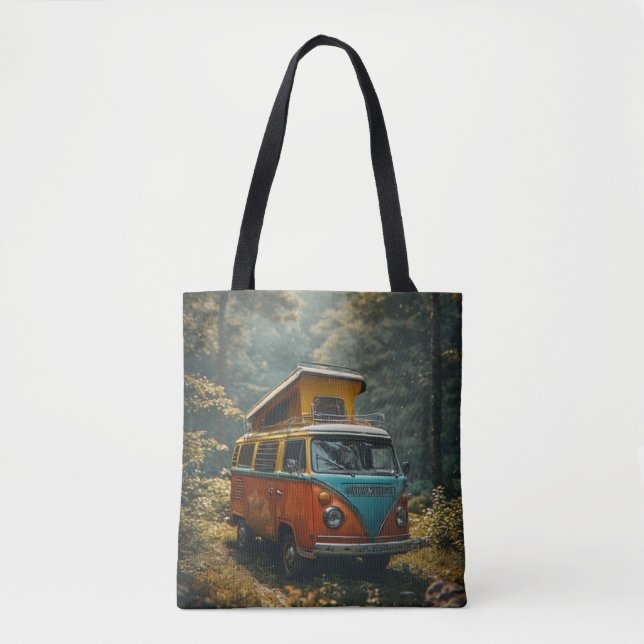 Hippie Van All-Over Tryck Tote Tygkasse (Framsida)