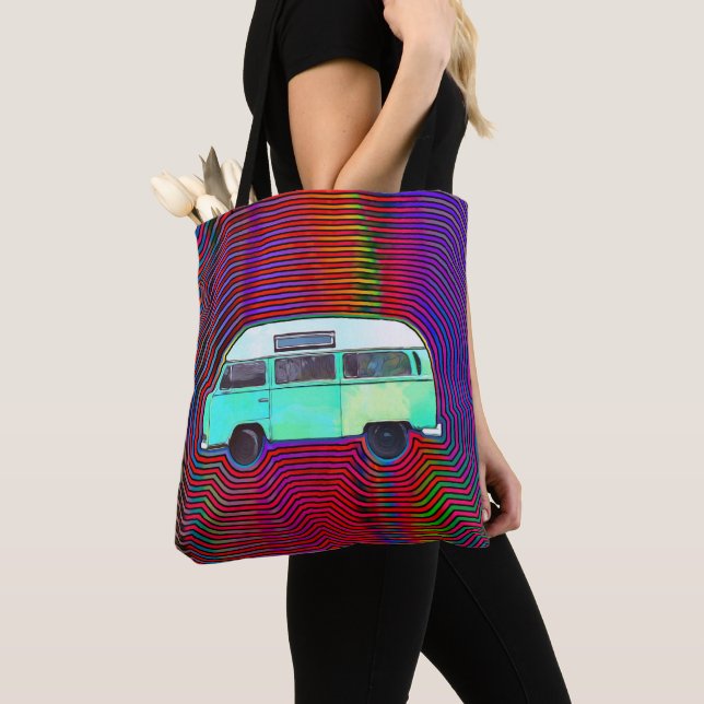 HIPPIE VAN COLORFUL TOTE PURSE TYGKASSE (Närbild)