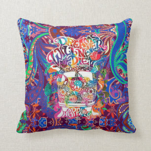 Hippie van Dreams Hope Peace Kärlek Tie Dye Kudde