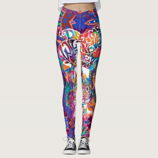 Hippie van Dreams Hope Peace Kärlek Tie Dye Leggings