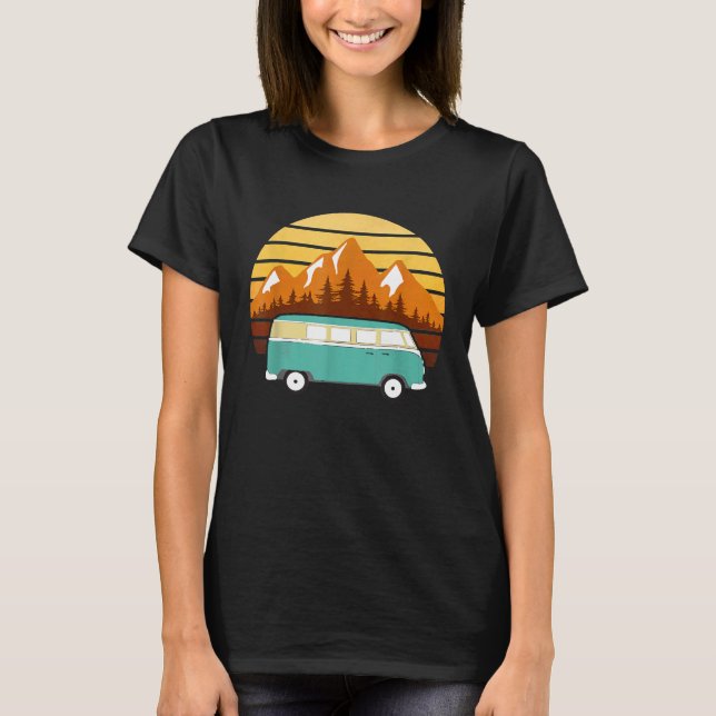 Hippie Van Eighties Retro Vandweller Road Resa T Shirt (Framsida)