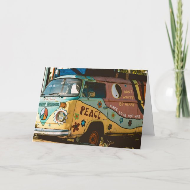 HIPPIE VAN FUNNY HÄLSNING BIRTHDAY-hälsningskort Tack Kort (Framsida)