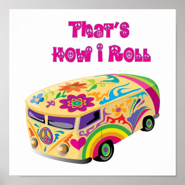 hippie van retro how i roll poster (Framsidan)