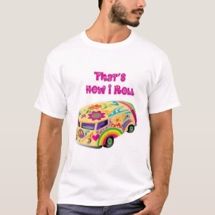 hippie van retro how i roll t shirt