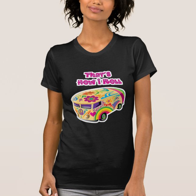 hippie van retro how i roll tee shirt (Framsida)