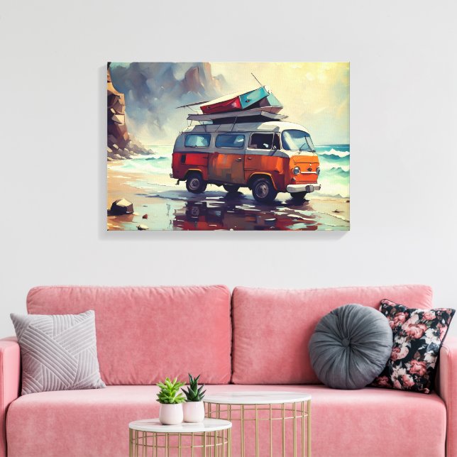 Hippie Van Sjölandskap Traveler Mood Art Canvastryck (Insitu (Vardagsrum))