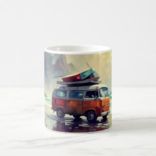 Hippie Van Sjölandskap Traveler Mood Art Kaffemugg